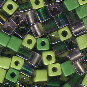 4mm Cube - Green Medley Mix