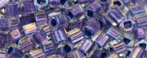 4mm Cube - Metallic Purple Lined Crystal Rainbow