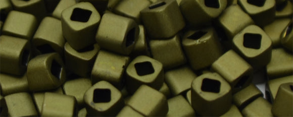 4mm Cube - Olive Green Metallic Matte