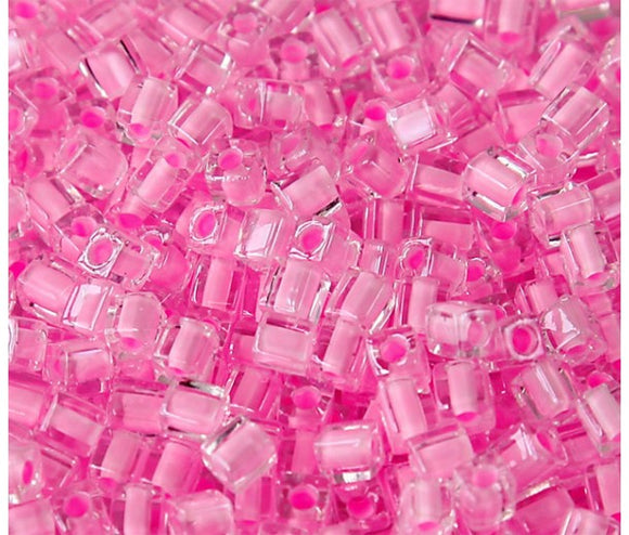 4mm Cube - Pink Lined Crystal